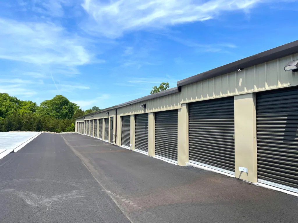 Wide access lane with drive up storage units at Cedar Lock Storage in Lebanon TN